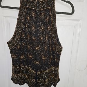 Mark & John by Gopal gold & black beaded top.